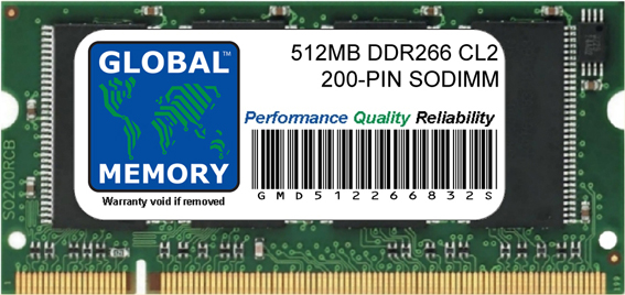 512MB DDR 266MHz PC2100 200-PIN SODIMM MEMORY RAM FOR COMPAQ LAPTOPS/NOTEBOOKS 512MB DDR 266MHz PC2100 200-PIN SODIMM MEMORY RAM FOR COMPAQ LAPTOPS/NOTEBOOKS
